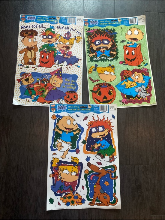 Other - LOT 3 VTG 1998 Rugrats Nickelodeon Fall Halloween Large Window Clings Sheet Y2K